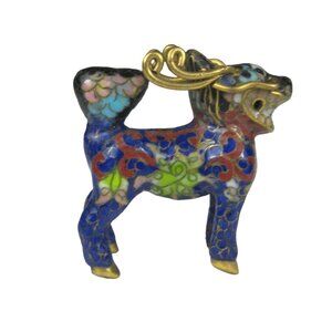 Fu Foo Dog Lion Cloisonne Enamel Chinese 2 inch Figurine Guardian Vintage